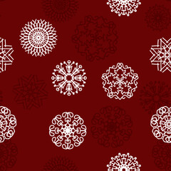 Christmas seamless pattern red and white snowflakes svg vector illustration