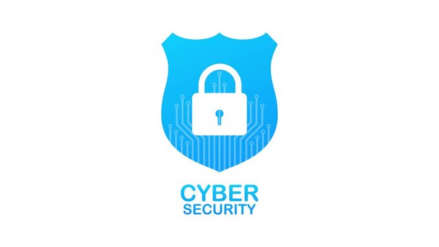 Cyber security logo with shield and check mark. Security shield concept. Internet security. Motion graphics.