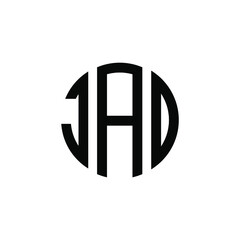 JAD letter logo design. JAD modern letter logo with black background. JAD creative  letter logo. simple and modern letter JAD logo template, JAD circle letter logo design with circle shape. JAD  - obrazy, fototapety, plakaty