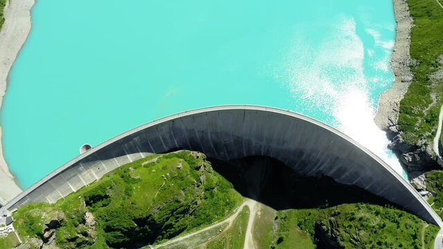 Aerial view of Lac De Moiry in Switzerland.