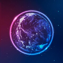 Global Network Technology Icon Neon Gradient Background_2