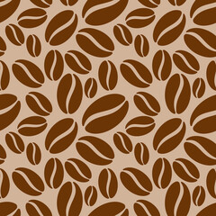 Coffee Beans seamless Pattern. Cute vector background.