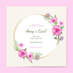 Hand Painted Watercolor Floral Wedding Invitation Template_2