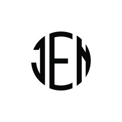 JEN letter logo design. JEN modern letter logo with black background. JEN creative  letter logo. simple and modern letter JEN logo template, JEN circle letter logo design with circle shape. JEN  - obrazy, fototapety, plakaty