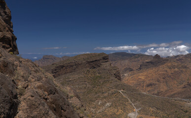 Gran Canaria, landscape of the central part of the island, Las Cumbres, ie The Summits, route on ascent to 
Risco Chimirique, Tejeda municipality 
