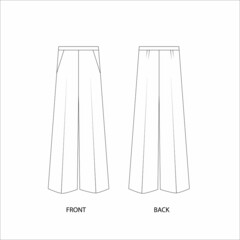 Wide leg pants for women vector. Palazzo pants vector. 
