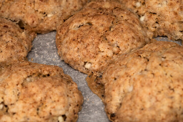 cottage cheese and  wholemeal flour cookies on a oven tray covered with paper