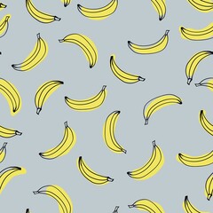 Fototapeta premium pattern vector hand-drawn bananas, stylized bananas on gray