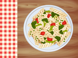 Food Served on Plates Top Viewed Vector.