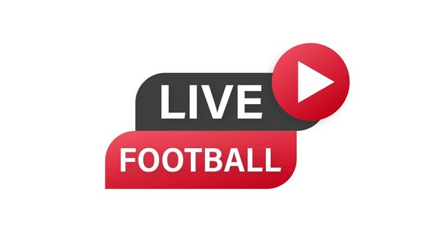 Live Football streaming Icon, Button for broadcasting or online football stream. Motion graphics.