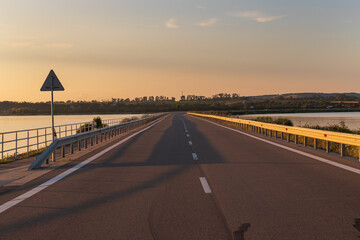 Lake Musov - South Moravia - Czech Republic. Calm water at sunset.