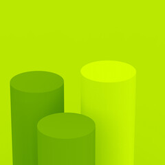 Abstract 3d green cylinder podium minimal studio background.