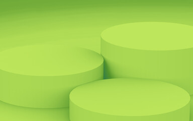 Abstract 3d green color cylinder podium minimal studio background.