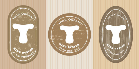 Three logo patches with mushroom and texture