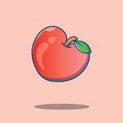 Peach Fruit Flat Icon Illustration Design