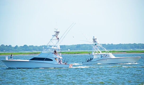 Sportfishing boats on Charleston harbor