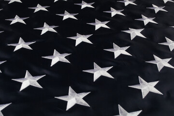 Obraz premium Embroidered stars on the American flag, close-up