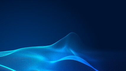 Abstract dot white blue wave gradient texture technology background.