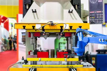 Automatic hydraulic press stamping machine with press mold or die fixture for metal sheet forming...