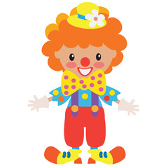 Cute colorful circus clown vector cartoon illustration