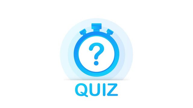 Quiz logo with speech bubble symbols, concept of questionnaire show sing, quiz button, question competition. Motion graphics.