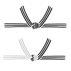 Japanese celebration knot illustration. Hand drawn sketch. Japanese culture. Vector illustration of Japanese knot set icon. Graphic design elements. Isolated objects.