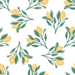 Lemon tree seamless pattern design for print on fabric, wrapping paper, scrapbooking