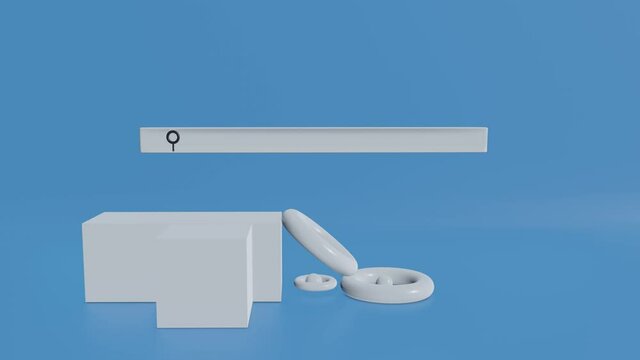 Search Bar Screen close up Shot of generic search witch white geometry, blue background