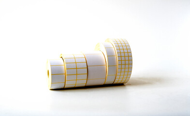 White labels in bobbins for advertising, logistics, information