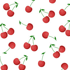 Seamless pattern with cherries on white background. Vector illustration
