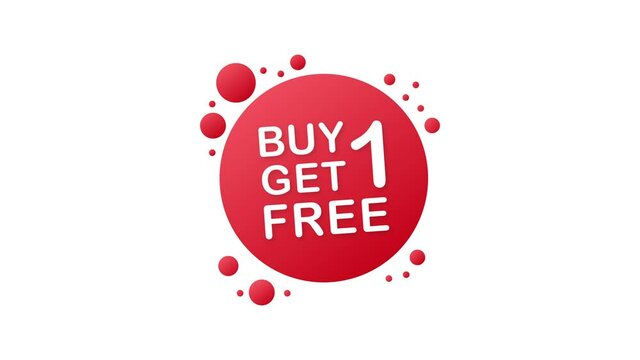Buy 1 Get 1 Free, sale tag, banner design template. Motion graphics.