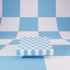 Chessboard on a checkered background, 3 d illustration, render