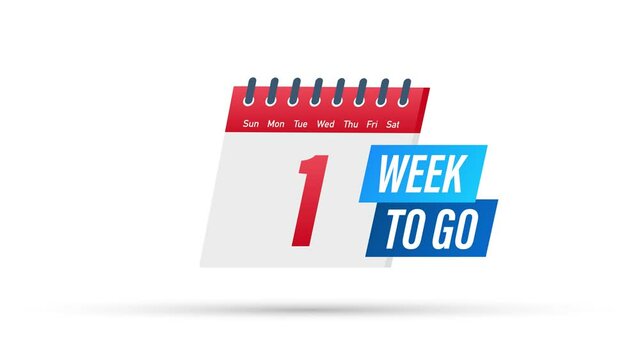 One week to go offer. Calendar icon. Motion graphics.