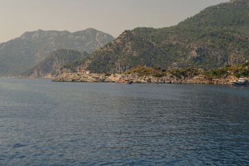 Evening in the Aegean Sea. Sunset. Boat trip near Marmaris. Turkey