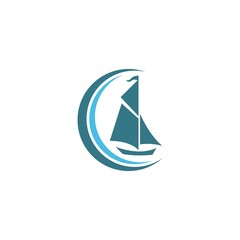 Sailboat logo icon design vector illustration