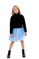 Pretty girl in umper and fluffy skirt