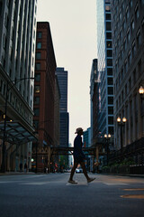 Late-night cityscape in Downtown Chicago, Illinois