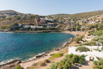 Naklejka na ściany i meble Panorama with sea view on Daskalio gulf in Keratea in Athens in Greece