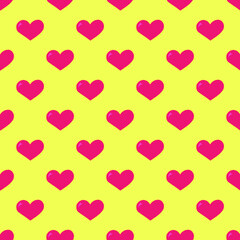 Red heart on the yellow background