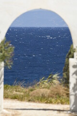 Panorama with sea view on Daskalio gulf in Keratea in Athens in Greece