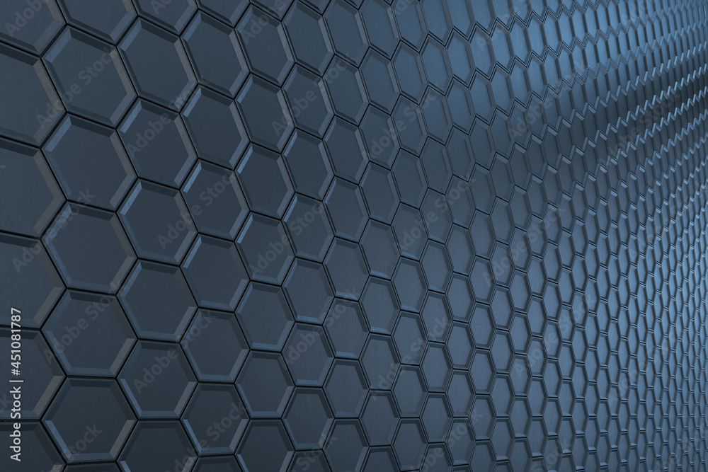 Poster creative grey honeycomb background. landing page concept. 3d rendering.