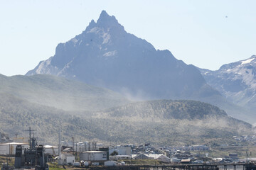 Lapataia bay landscape, Tierra del Fuego. Landscape of the Atlantic Ocean in Ushuaia, Argentina  landmark.