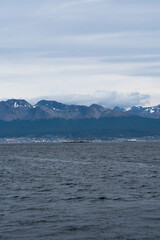Lapataia bay landscape, Tierra del Fuego. Landscape of the Atlantic Ocean in Ushuaia, Argentina  landmark.