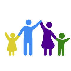 mother, father and their children. Happy family.the concept of unity and togetherness, the concept of family. Use for logo and banner.
Vector EPS 10.