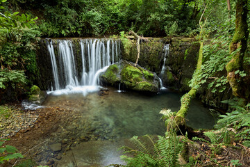 Beautiful waterfall in a forest in Galicia, Spain, known by the name of San Pedro de Incio.