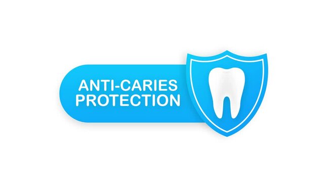 Anti-caries protection. Teeth with shield icon design. Dental care concept. Healthy Teeth. Human Teeth. Motion graphics.
