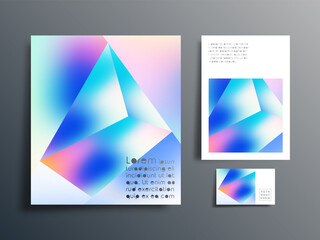Gradient geometric design set for brochure, flyer cover, business card, abstract background, poster, or other printing products. Vector illustration
