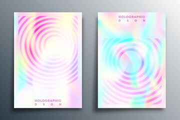 Holographic gradient texture design set for brochure, flyer cover, business card, abstract background, poster, or other printing products. Vector illustration