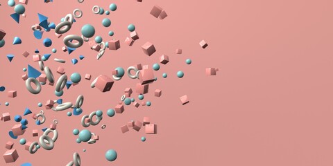 3D render of flying geometric spheres