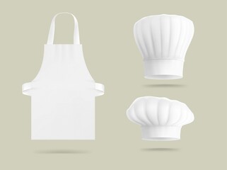 Set of chef hats with apron. Vector illustration. Ready for your design. EPS10.	